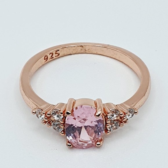 "Sweet Tiny Oval Flower Pink Rose Gold Rings for Women, VIP003 - Picture 6 of 12